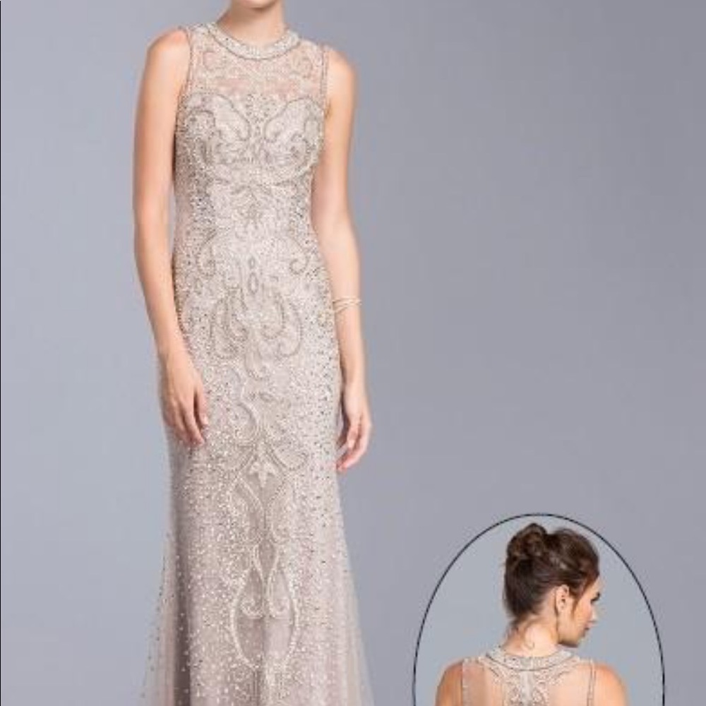 Sleeveless Mauve Beaded Gown